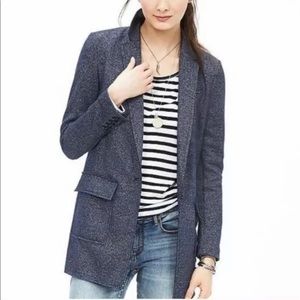 Banana Republic Blue Gray Knit DB Boyfriend Blazer